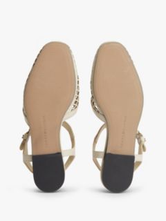 Cutout Leather T-Bar Buckle Sandals — Beige 5