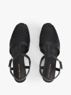 Cutout Leather T-Bar Buckle Sandals — Black 3