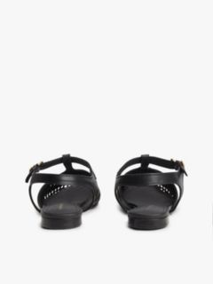 Cutout Leather T-Bar Buckle Sandals — Black 4