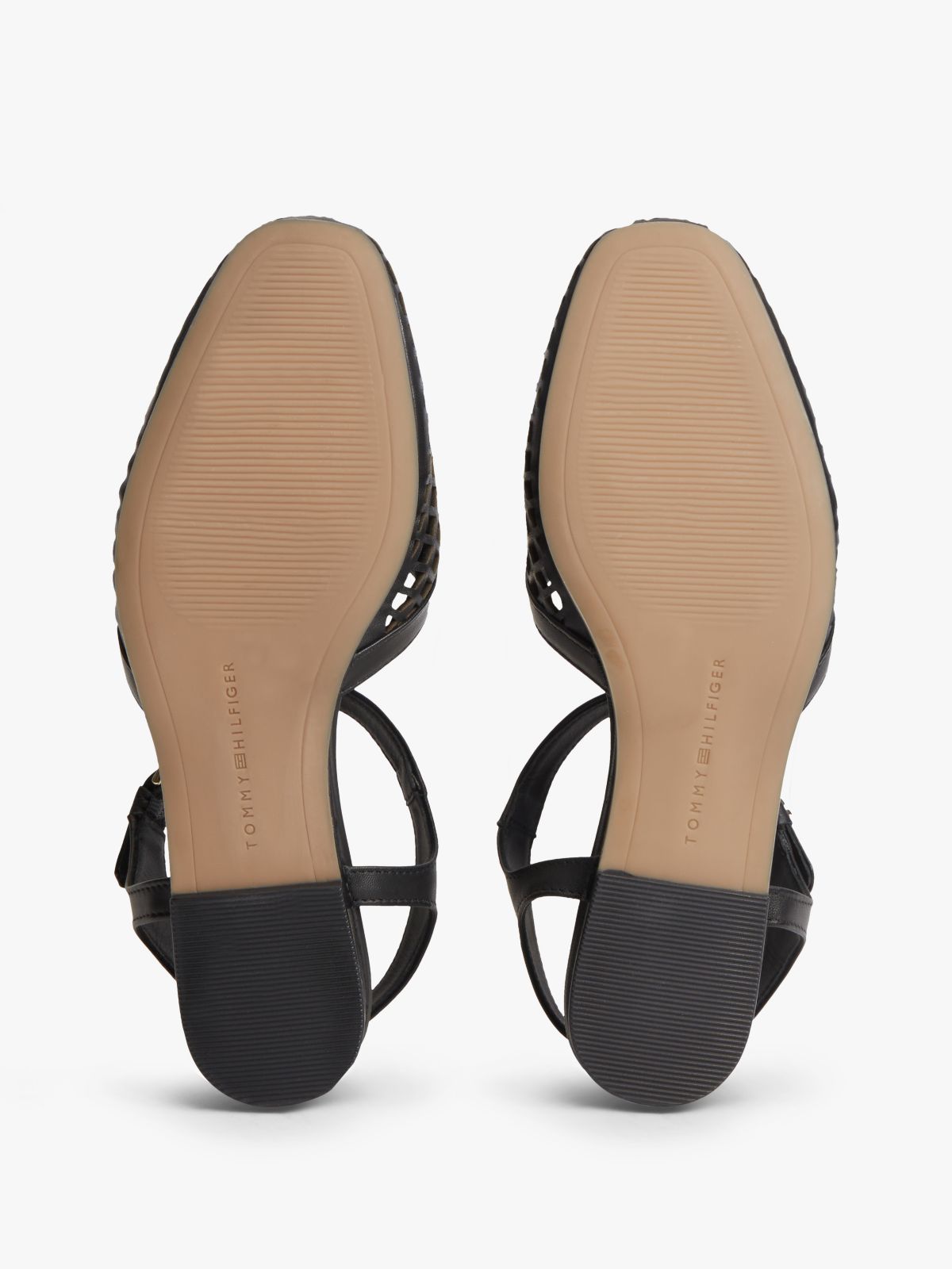 Cutout Leather T-Bar Buckle Sandals — Black