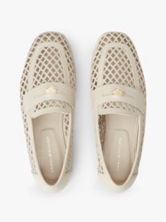 Cutout Leather Penny Loafers — Beige 3