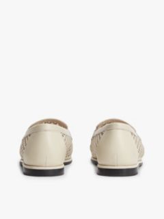 Cutout Leather Penny Loafers — Beige 4
