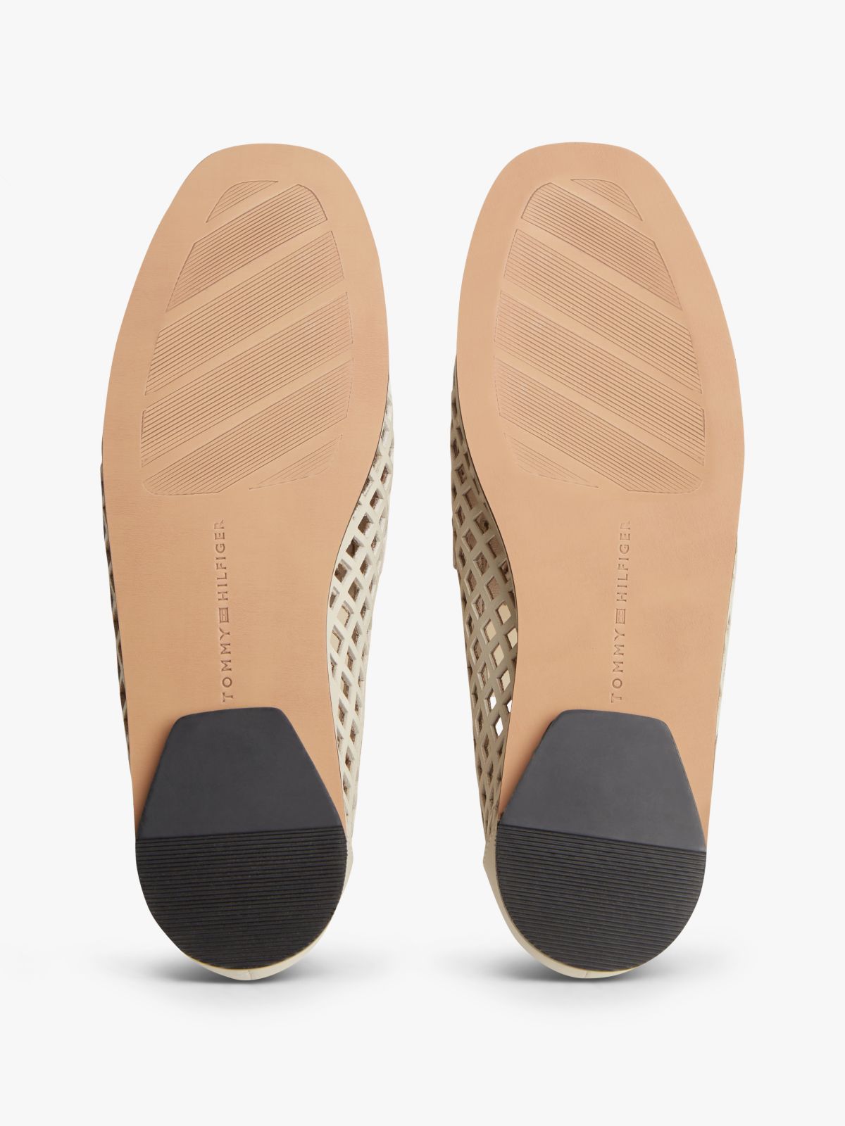 Cutout Leather Penny Loafers — Beige