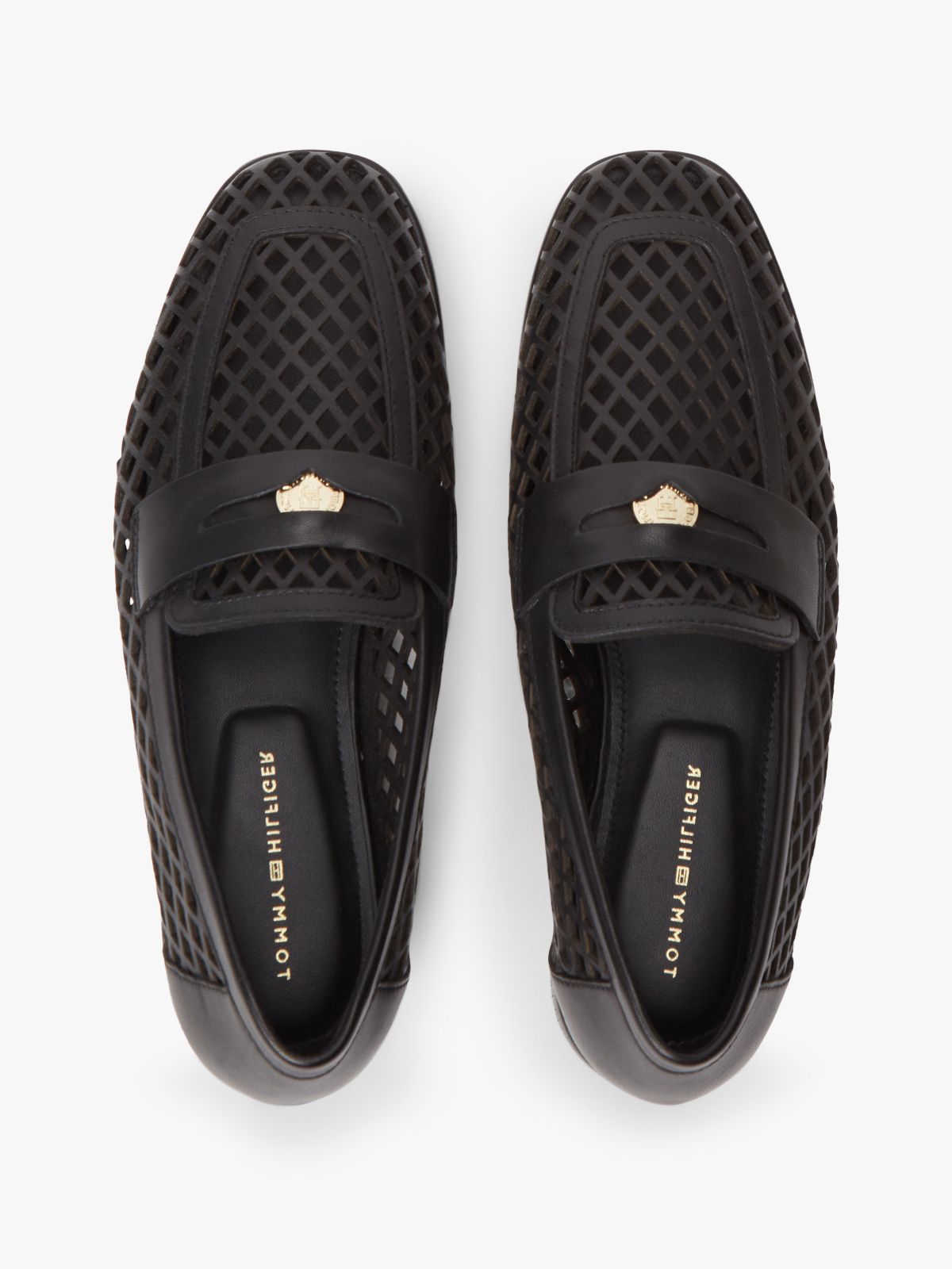 Cutout Leather Penny Loafers — Black