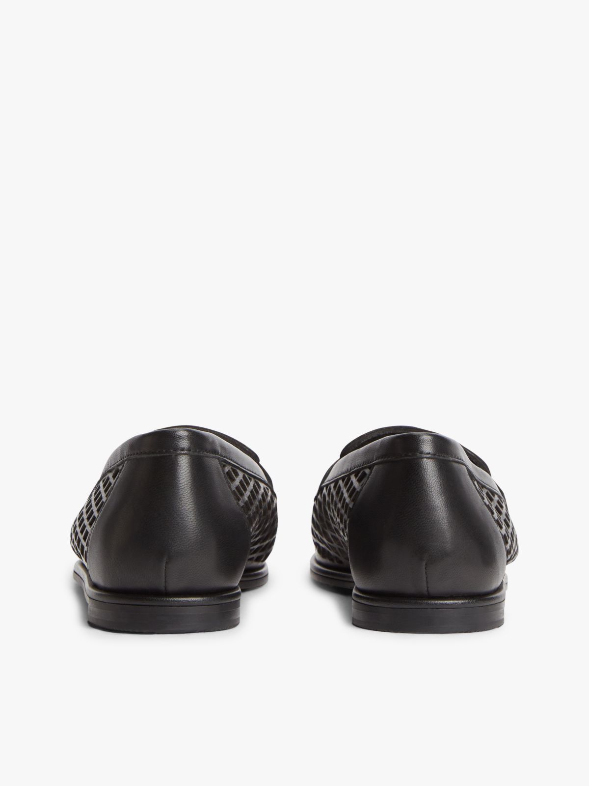 Cutout Leather Penny Loafers — Black
