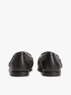 Cutout Leather Penny Loafers — Black 4