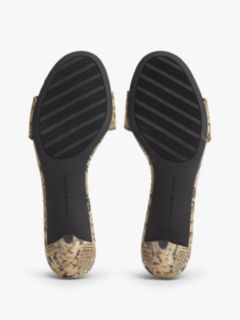 Snake Print Leather Heeled Mules — Brown 5