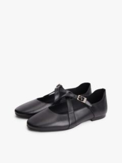 Crossover Strap Leather Mary Janes — Black 2