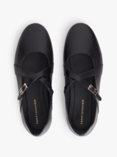 Crossover Strap Leather Mary Janes — Black 3