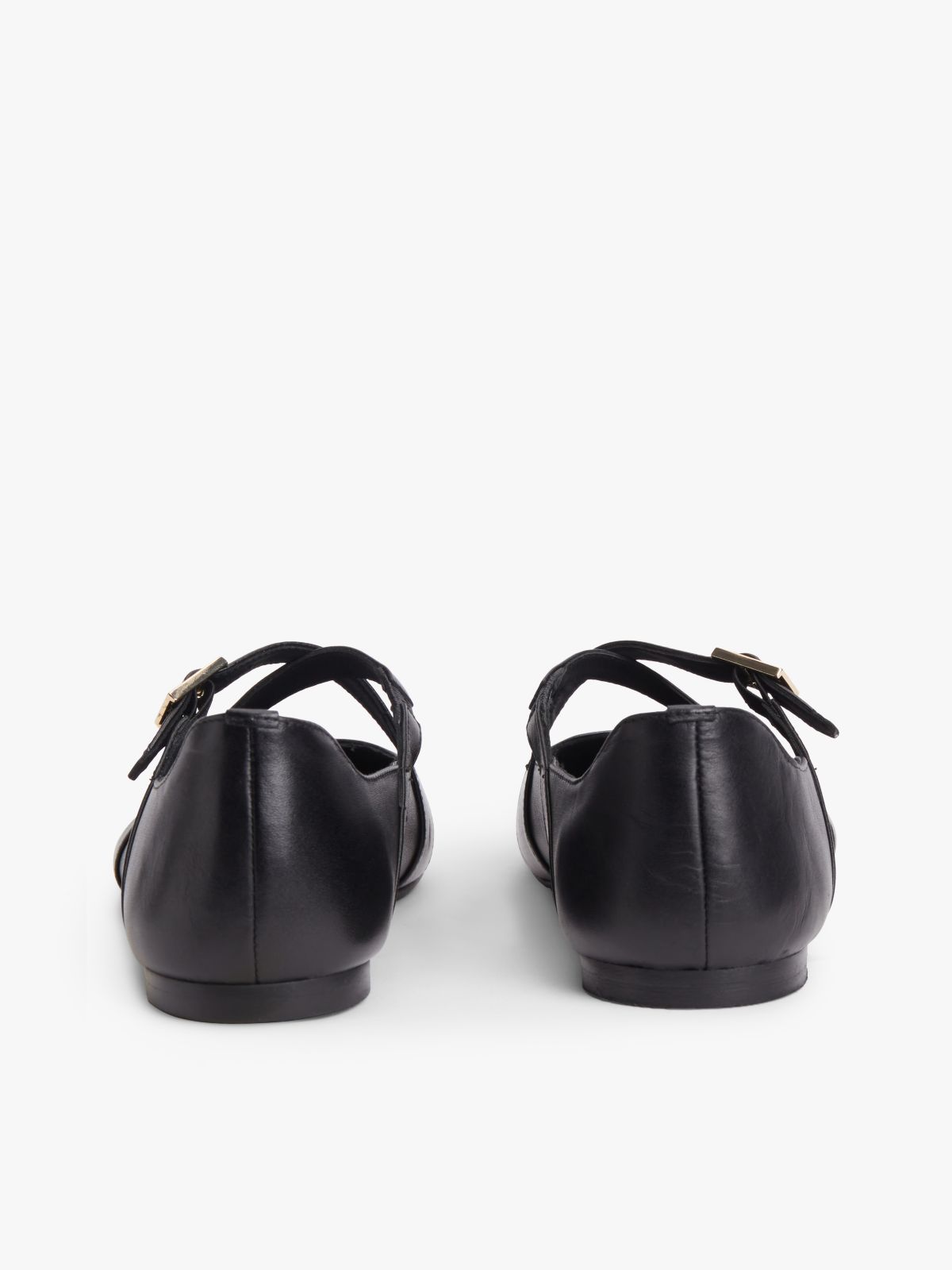 Crossover Strap Leather Mary Janes — Black