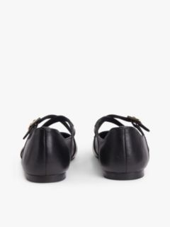 Crossover Strap Leather Mary Janes — Black 4