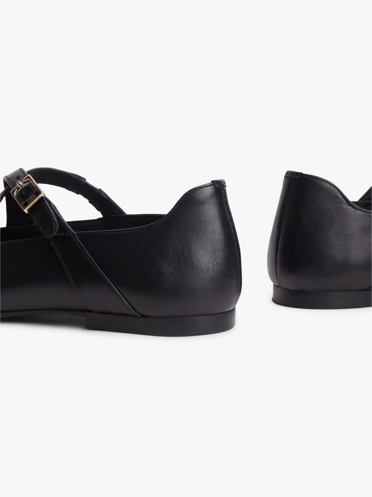 Crossover Strap Leather Mary Janes — Black