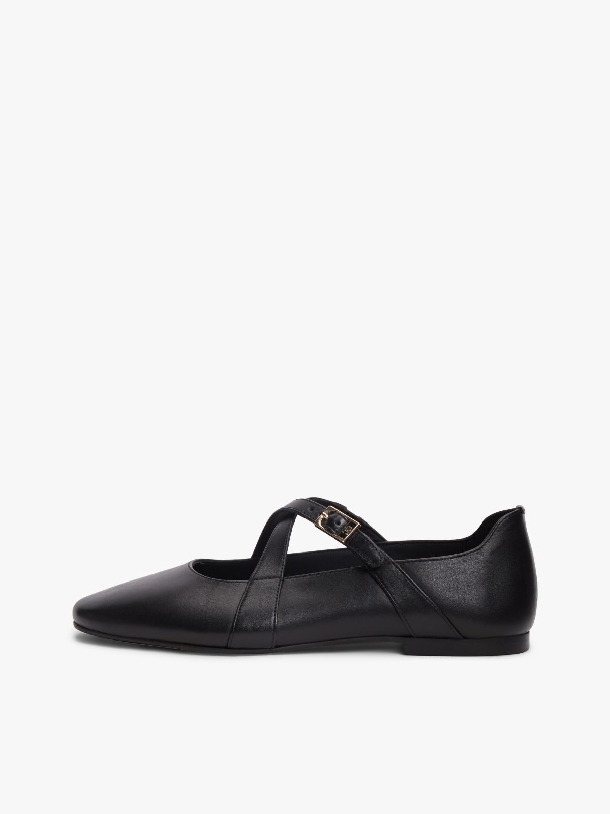 Crossover Strap Leather Mary Janes — Black