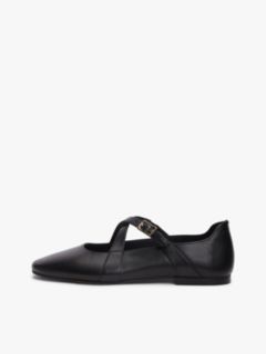 Crossover Strap Leather Mary Janes — Black 7