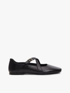 Crossover Strap Leather Mary Janes — Black 1