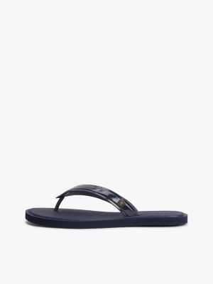 blue th monogram flip-flops for women tommy hilfiger