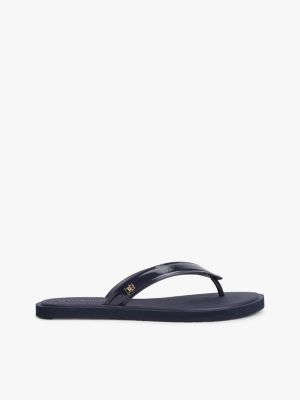 blue th monogram flip-flops for women tommy hilfiger