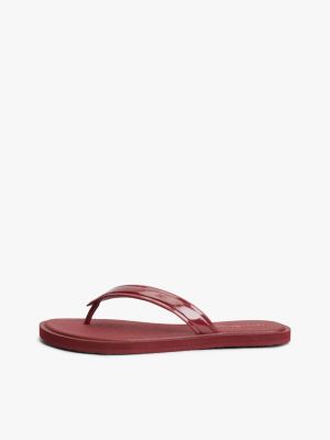 burgundy th monogram flip-flops for women tommy hilfiger