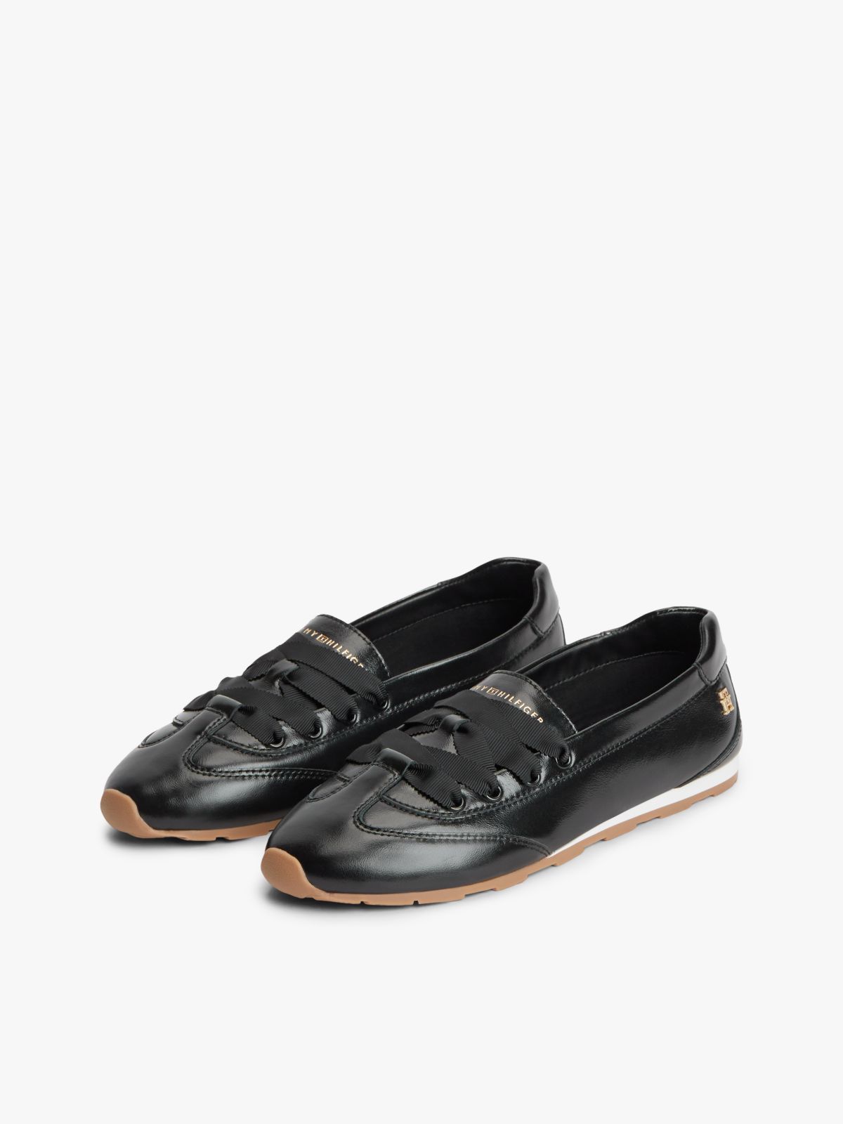 TH Monogram Leather Ballet Trainers — Black