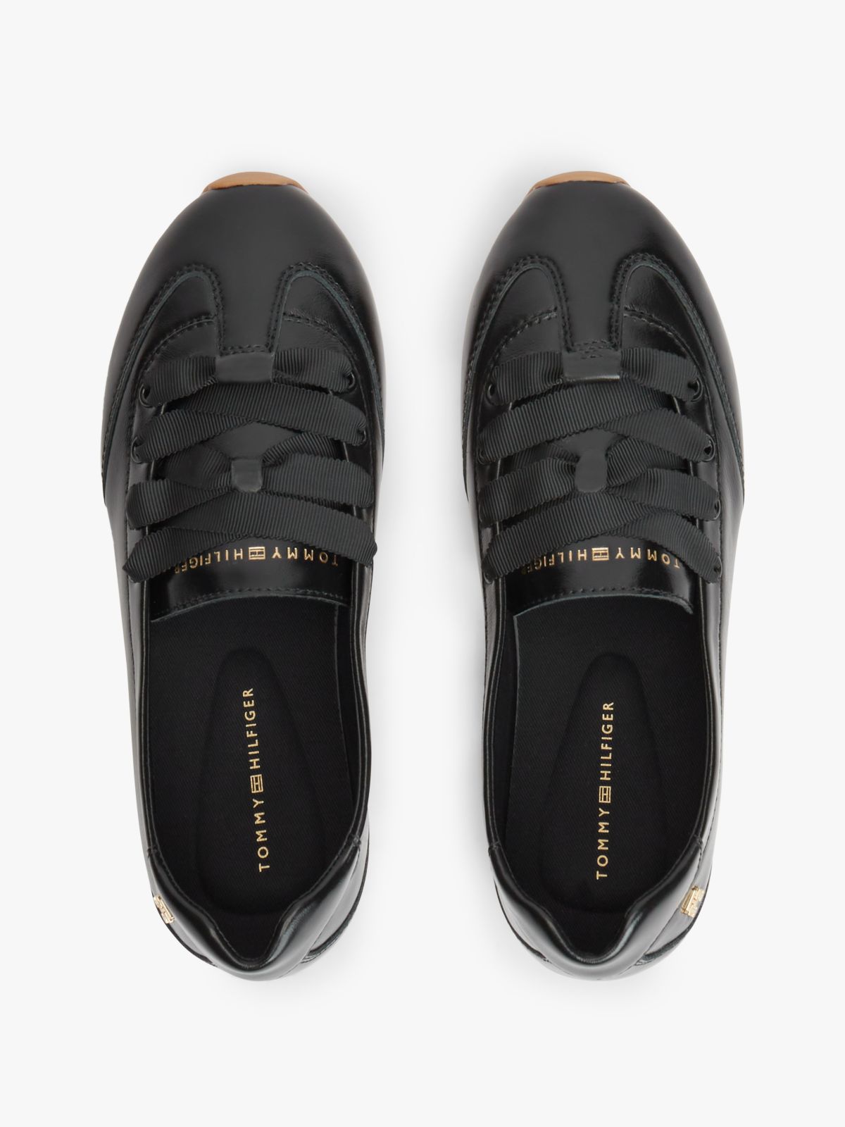 TH Monogram Leather Ballet Trainers — Black