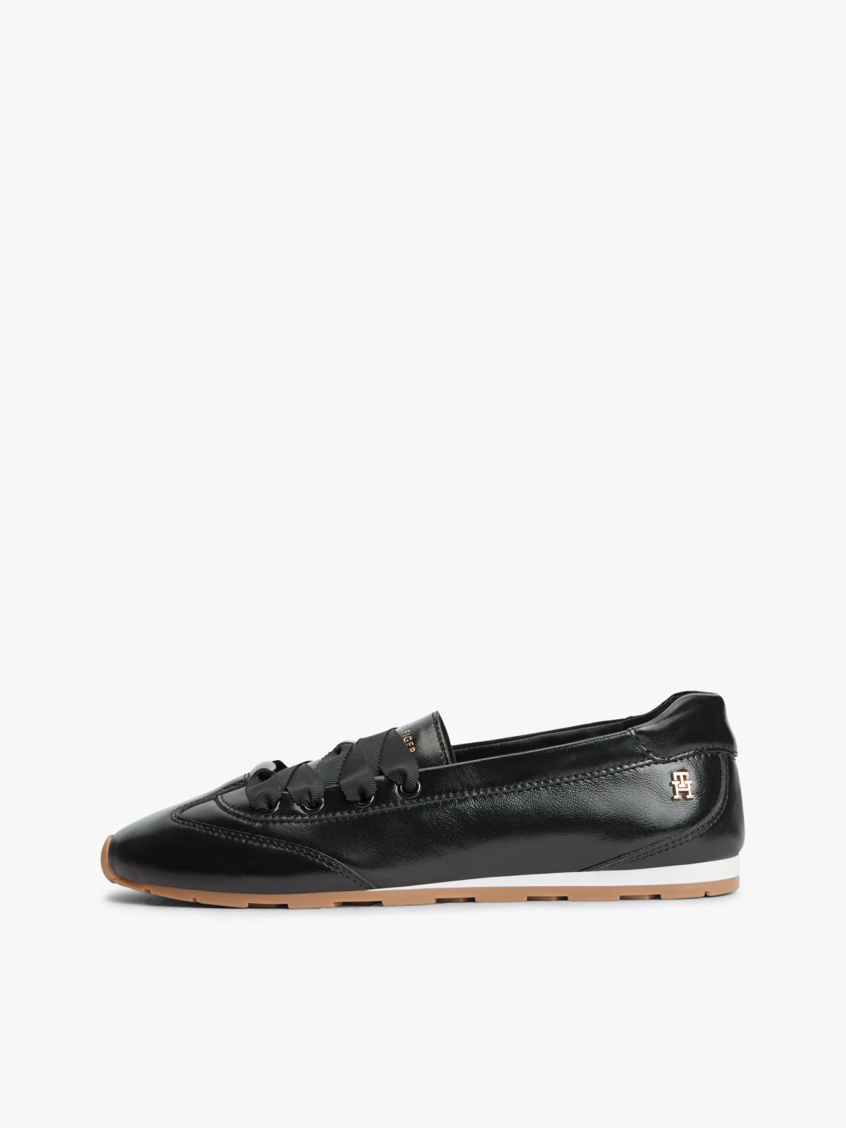 TH Monogram Leather Ballet Trainers — Black