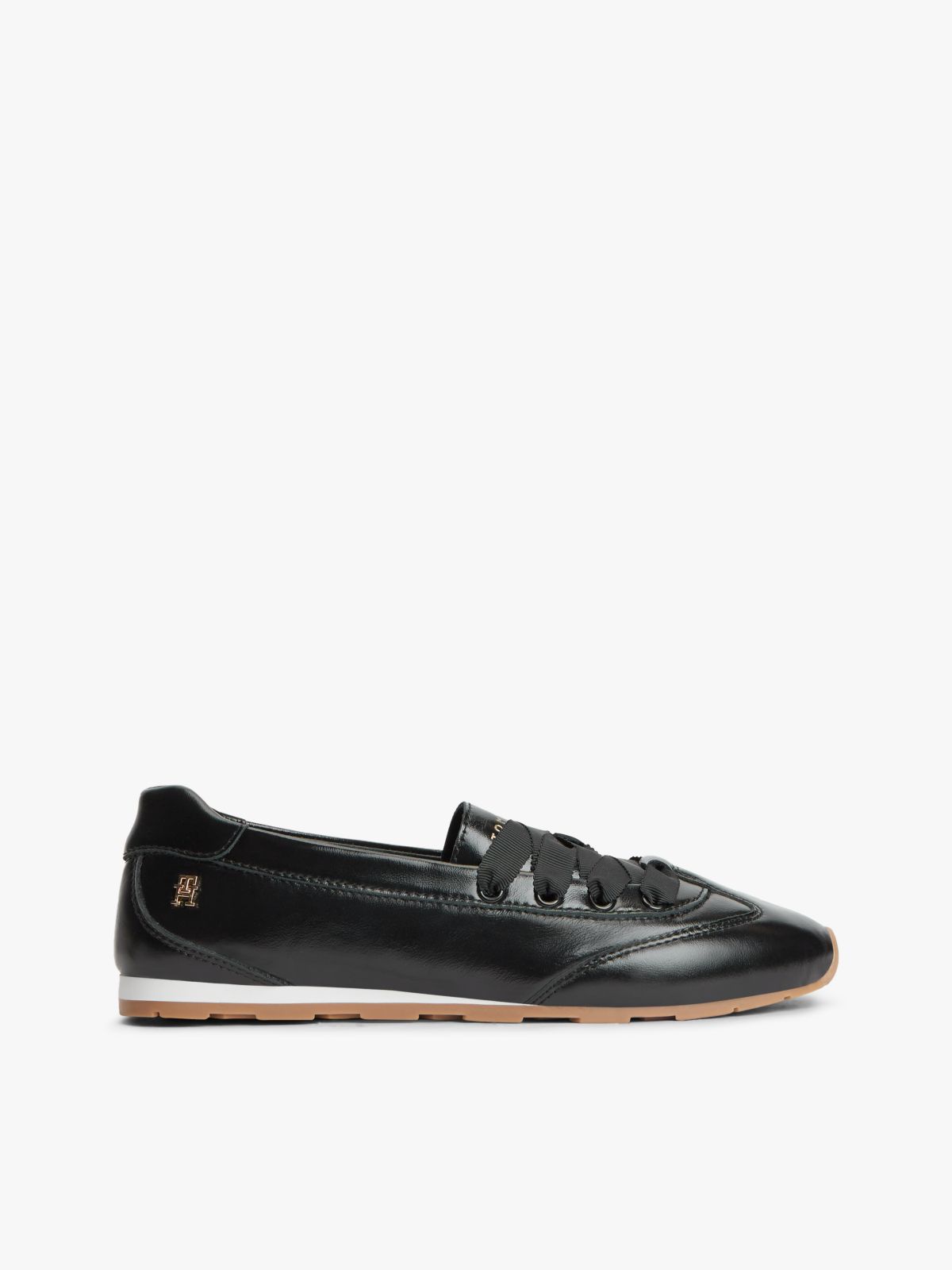 TH Monogram Leather Ballet Trainers — Black