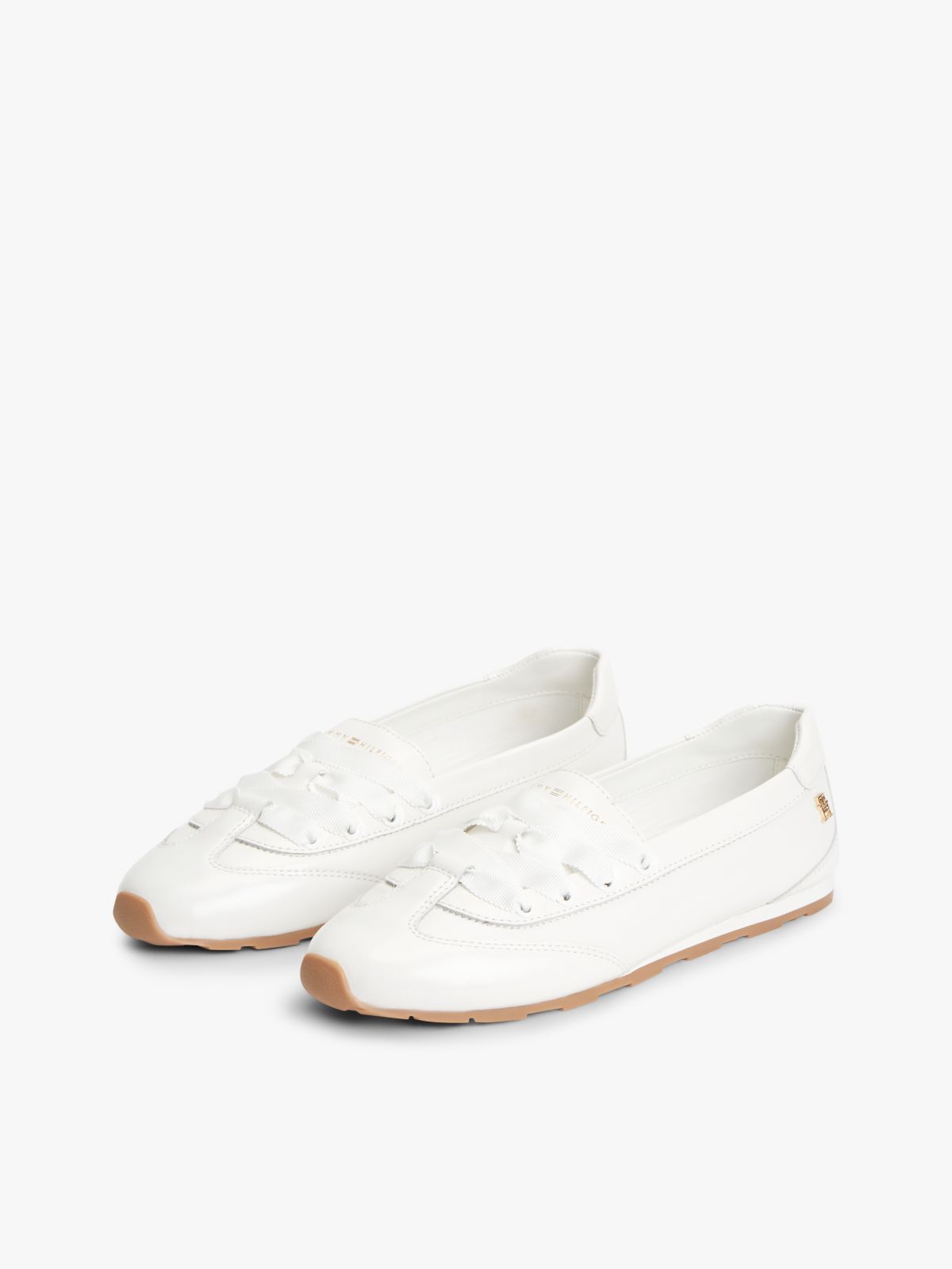 TH Monogram Leather Ballet Trainers — White