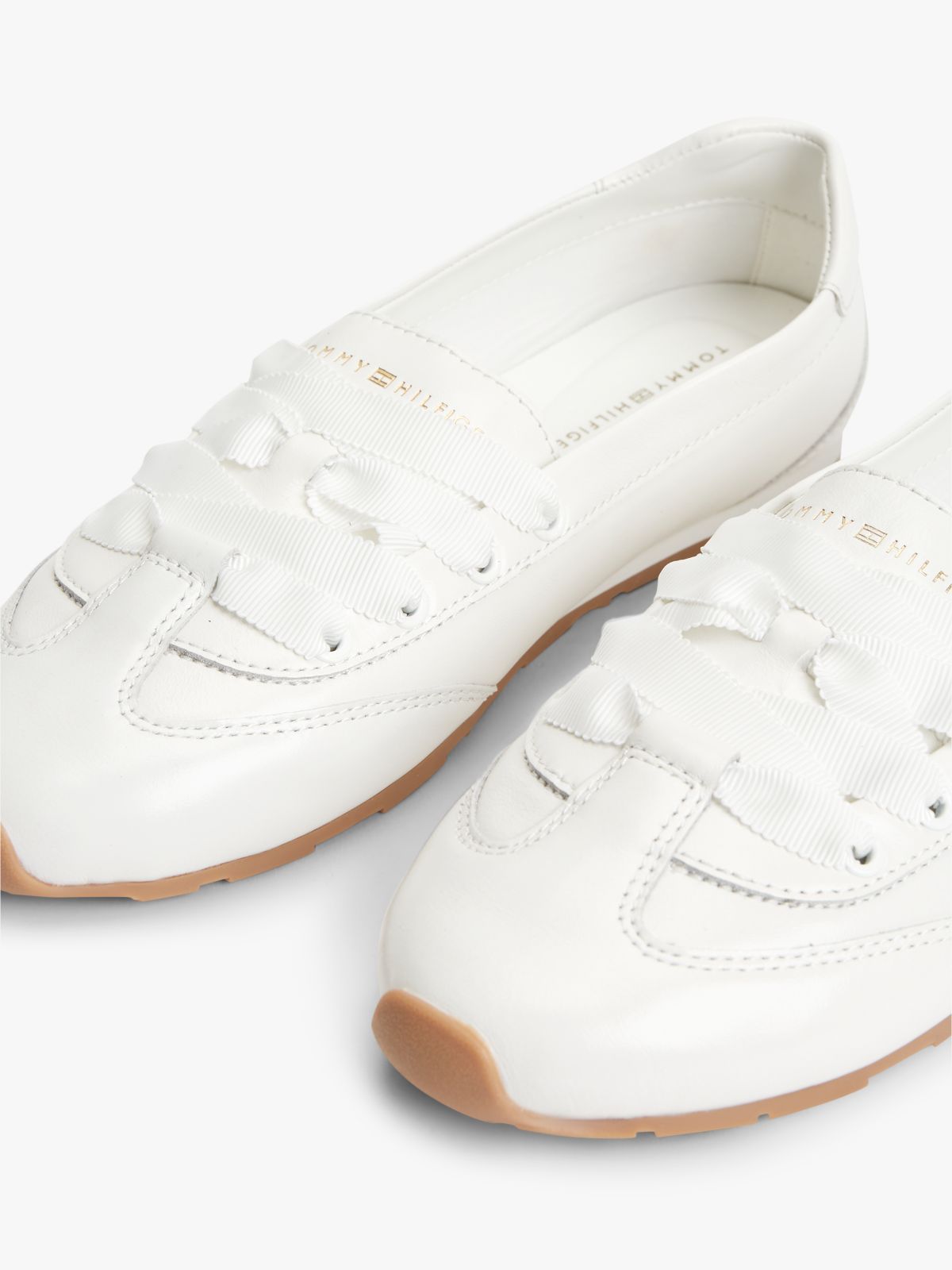 TH Monogram Leather Ballet Trainers — White