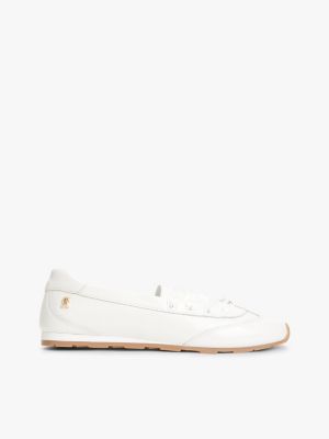 white th monogram leather ballet trainers for women tommy hilfiger