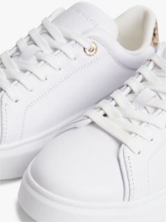 Snake Print Heel Leather Platform Trainers — White 6