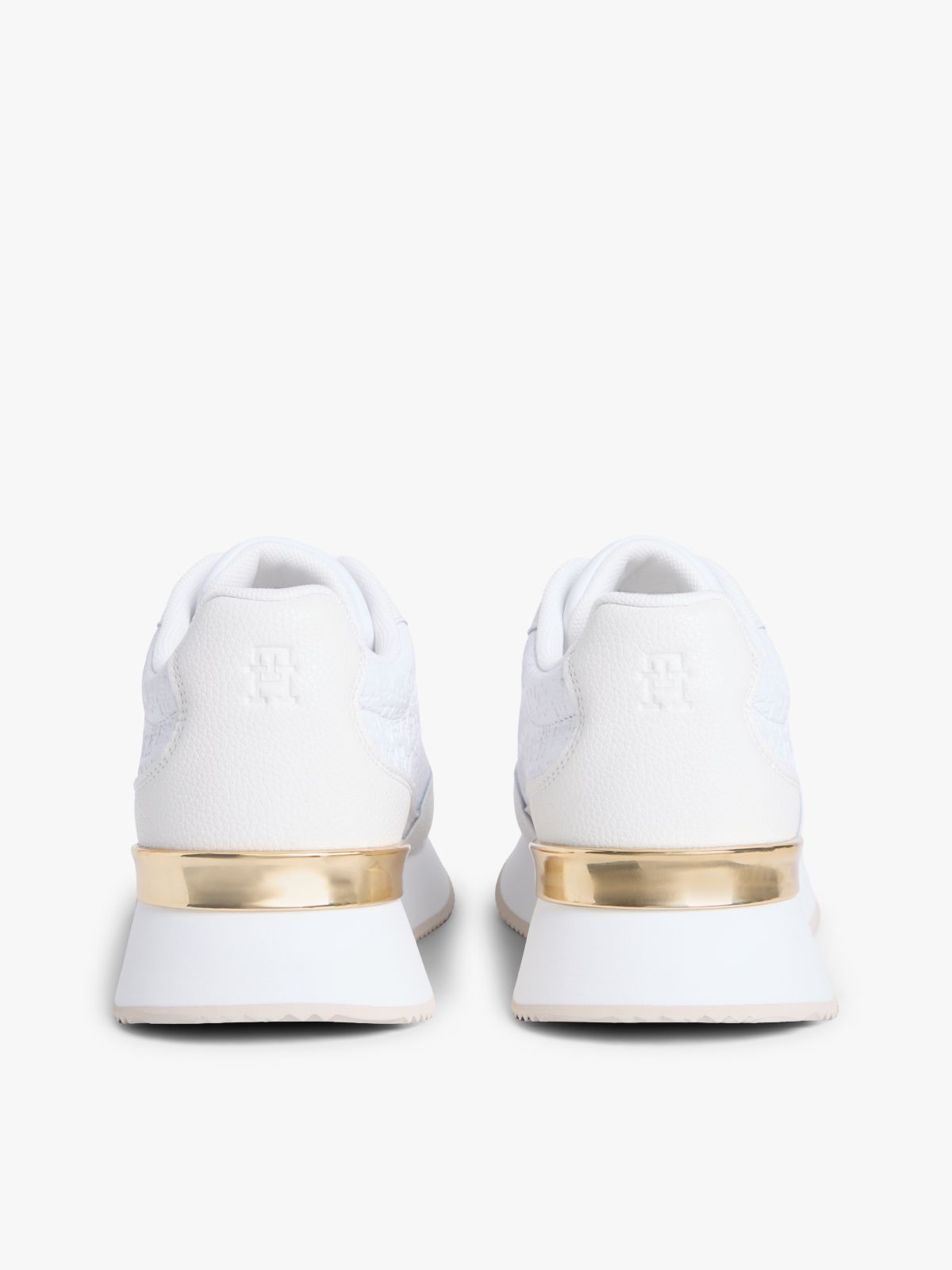 TH Monogram Leather Mixed Texture Trainers — White