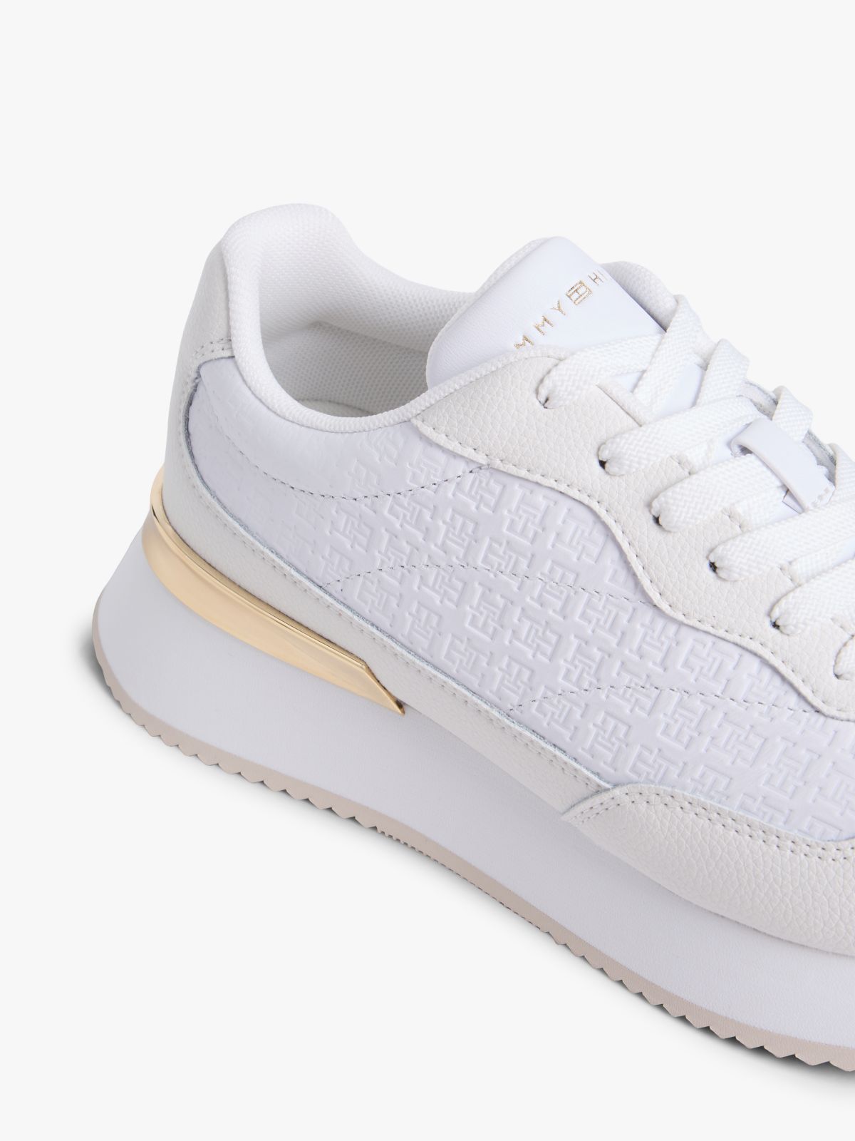 TH Monogram Leather Mixed Texture Trainers — White