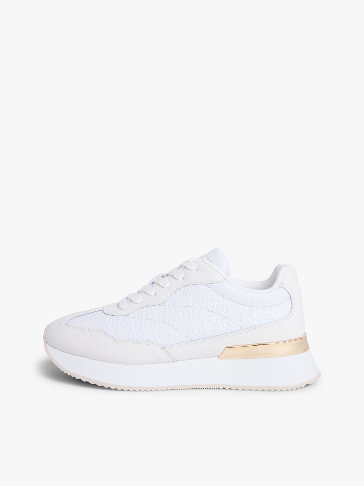 TH Monogram Leather Mixed Texture Trainers — White