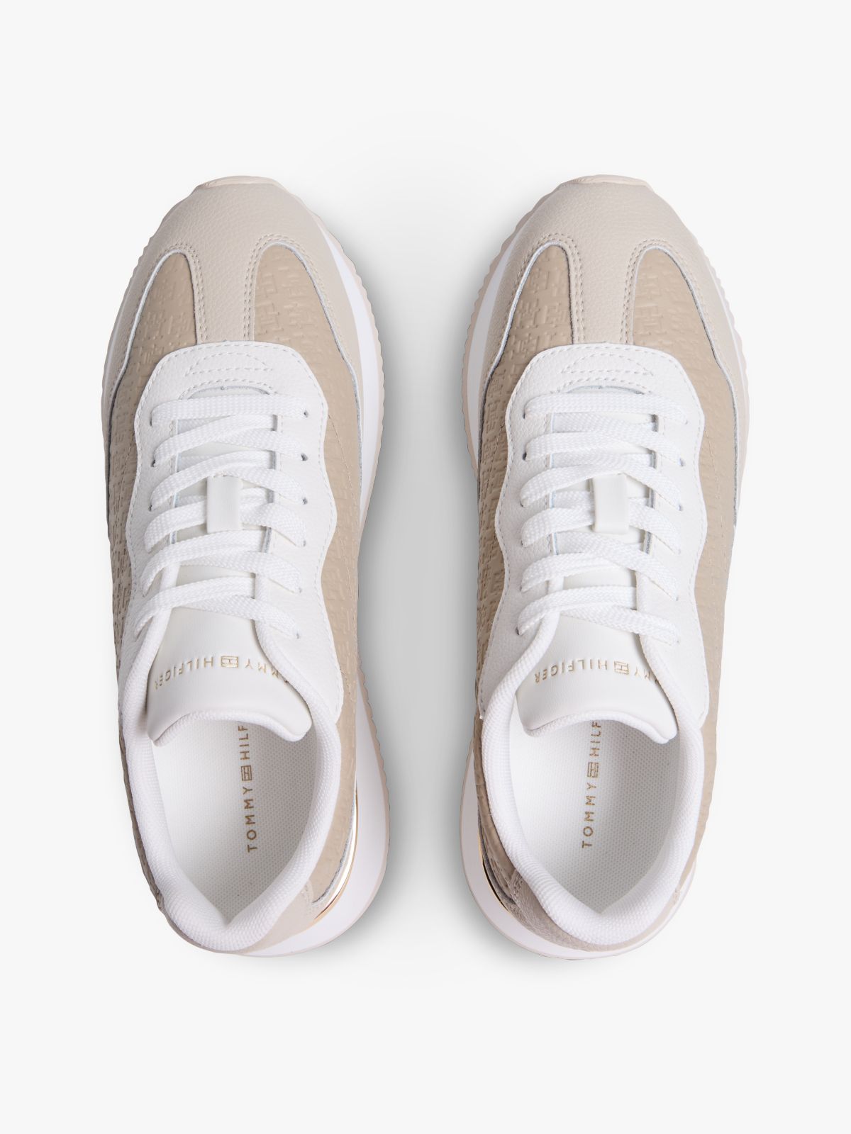 TH Monogram Leather Mixed Texture Trainers — Brown