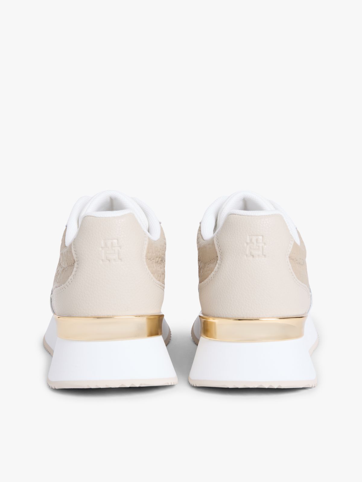 TH Monogram Leather Mixed Texture Trainers — Brown