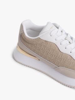 TH Monogram Leather Mixed Texture Trainers — Brown 6