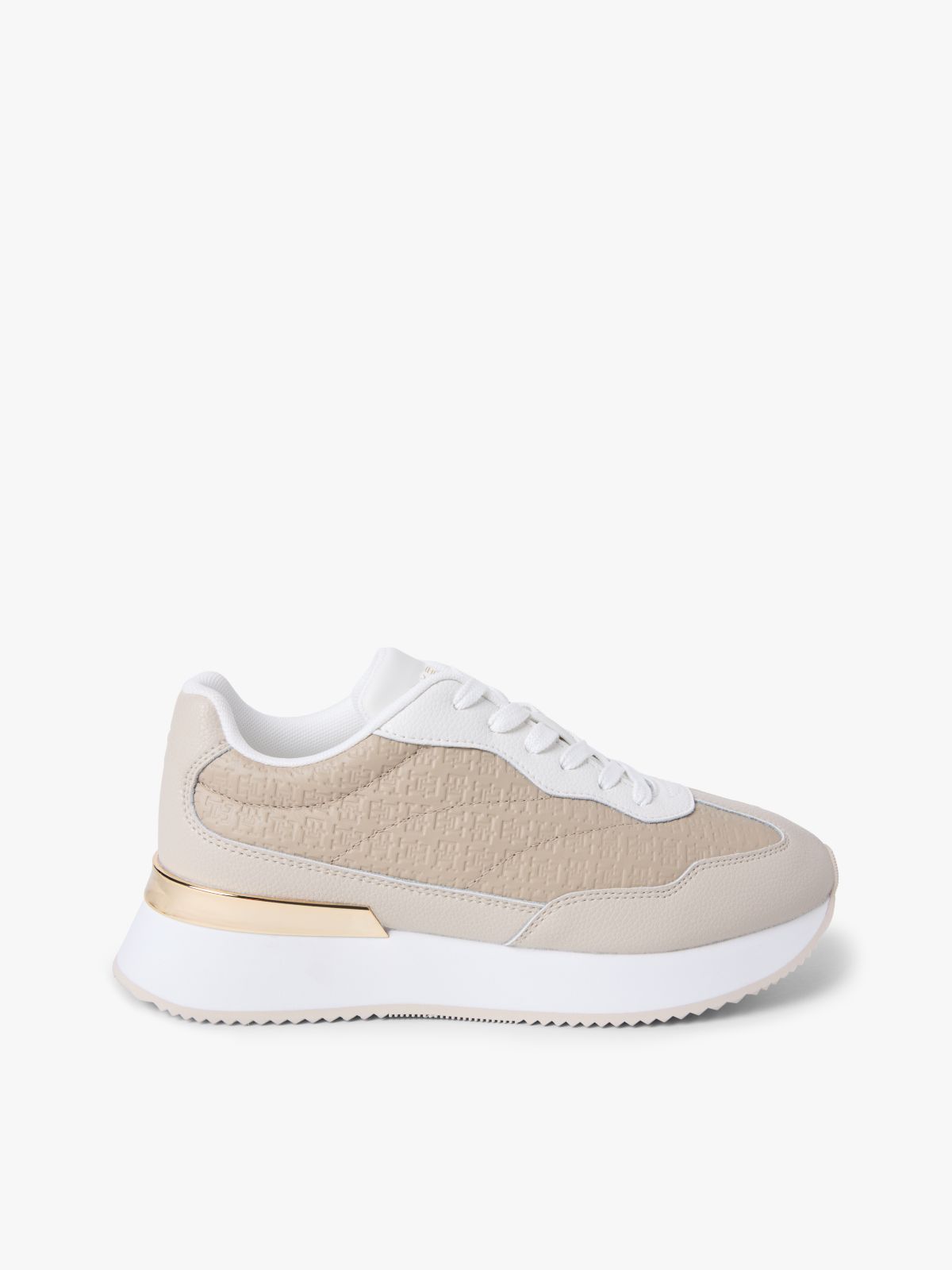 TH Monogram Leather Mixed Texture Trainers — Brown