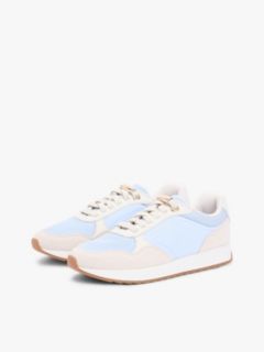 Suede Mixed Texture Mesh Serrated Trainers — Blue 2