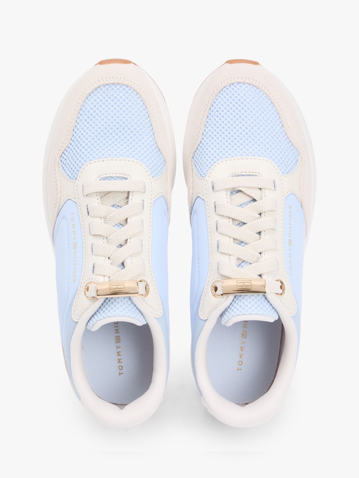 Suede Mixed Texture Mesh Serrated Trainers — Blue