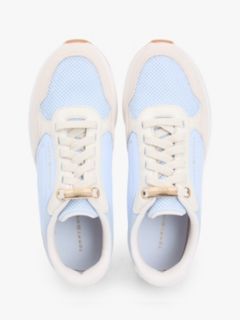 Suede Mixed Texture Mesh Serrated Trainers — Blue 3