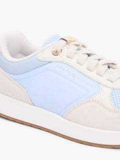 Suede Mixed Texture Mesh Serrated Trainers — Blue 6