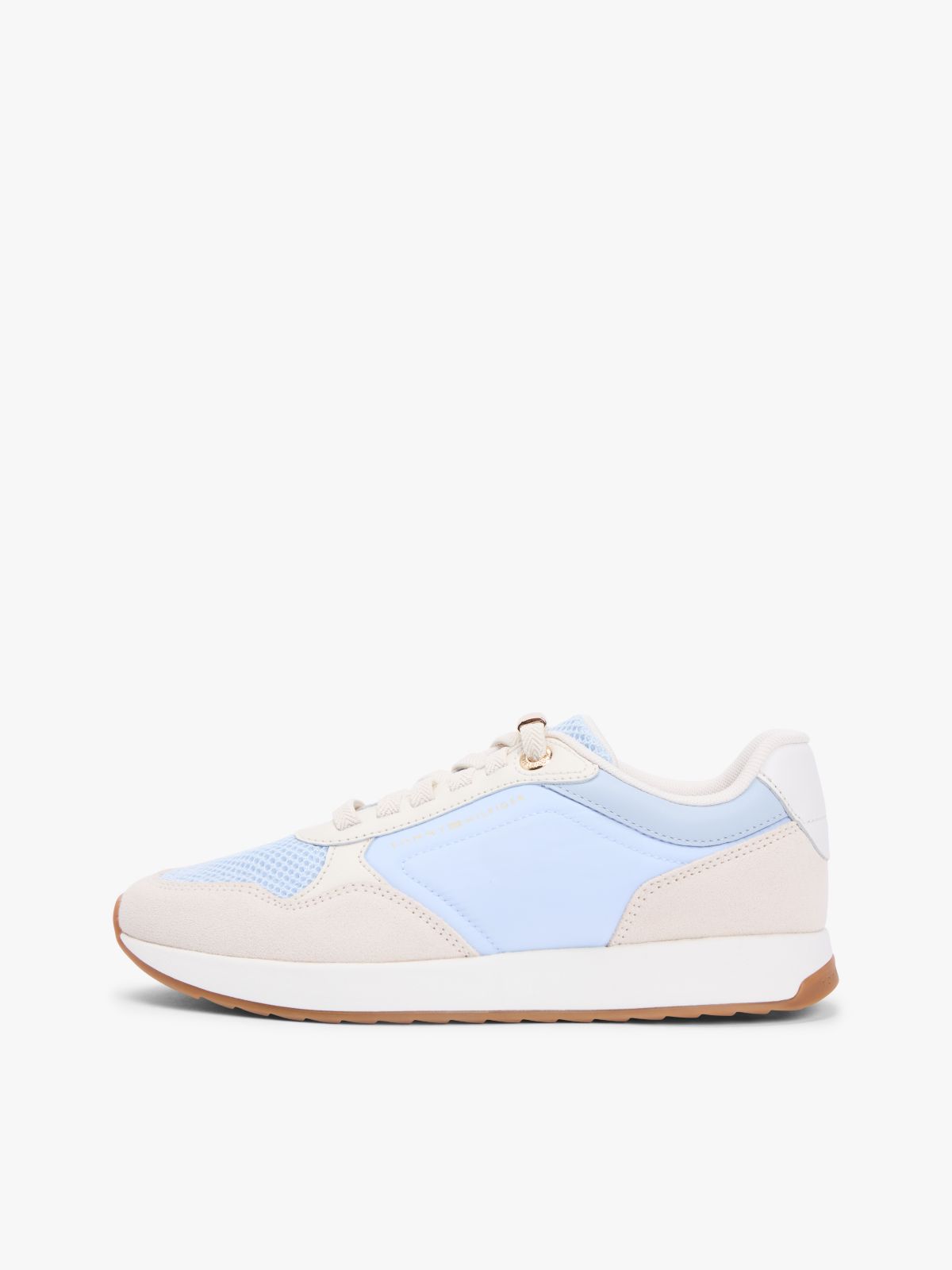 Suede Mixed Texture Mesh Serrated Trainers — Blue