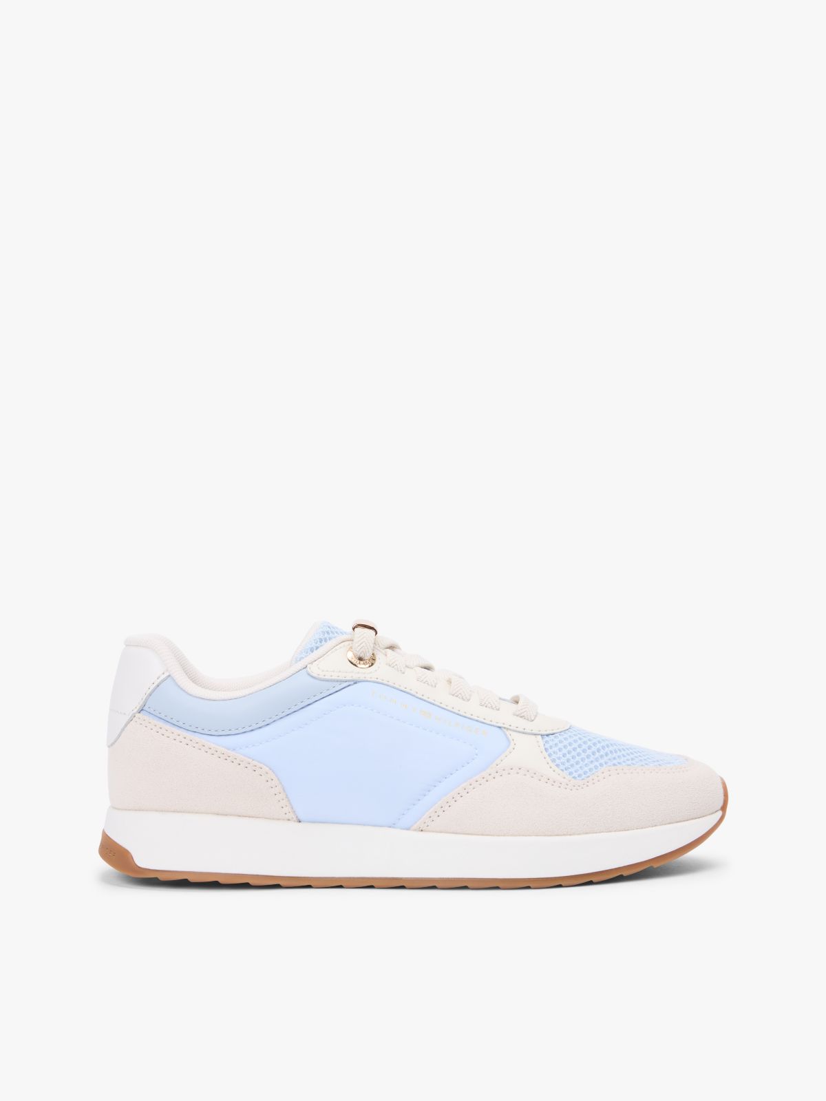Suede Mixed Texture Mesh Serrated Trainers — Blue