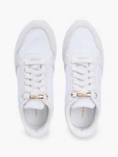 Suede Mixed Texture Mesh Serrated Trainers — White 3