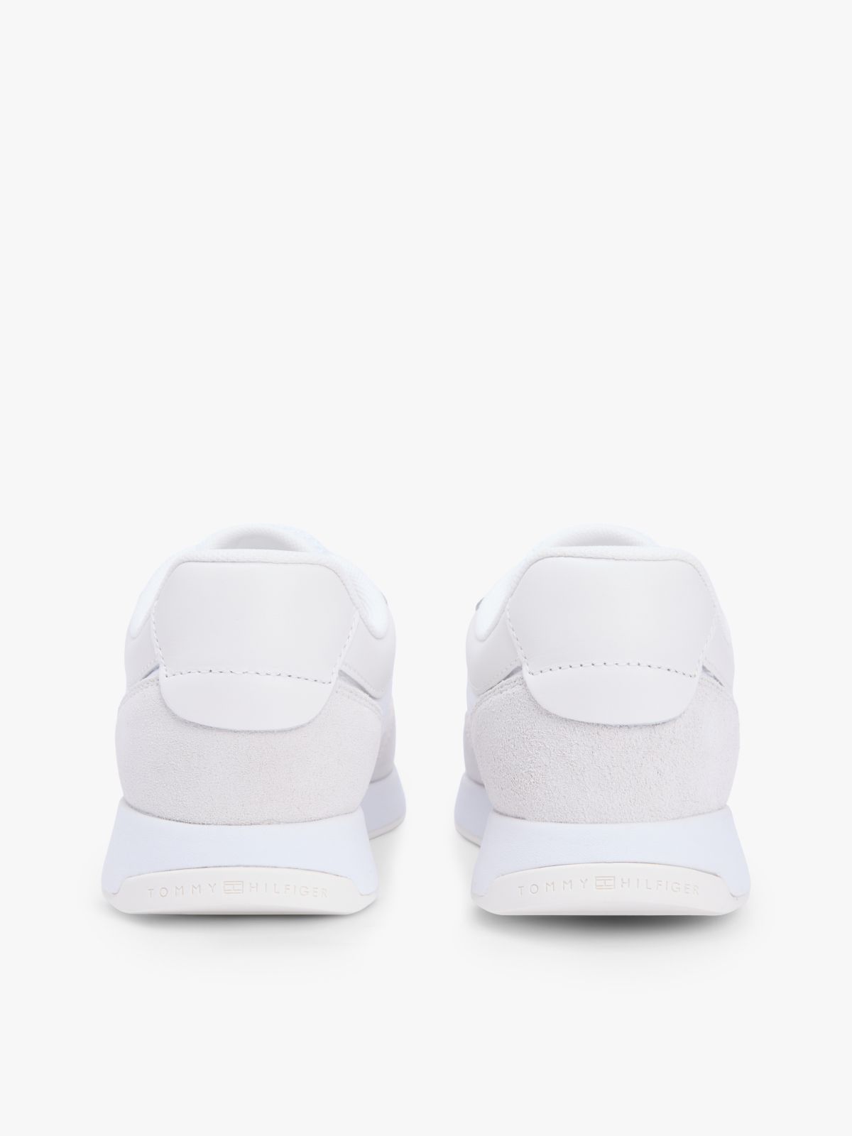 Suede Mixed Texture Mesh Serrated Trainers — White
