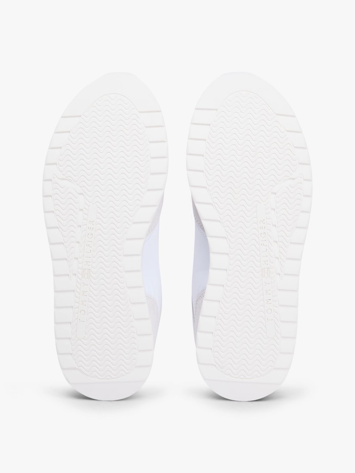 Suede Mixed Texture Mesh Serrated Trainers — White