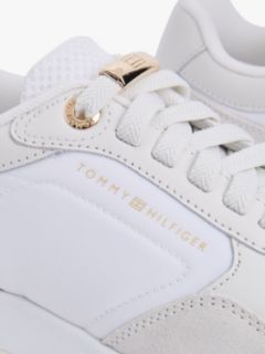 Suede Mixed Texture Mesh Serrated Trainers — White 6
