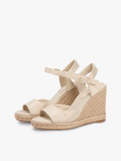 Satin TH Monogram Wedge Espadrilles — Beige 2