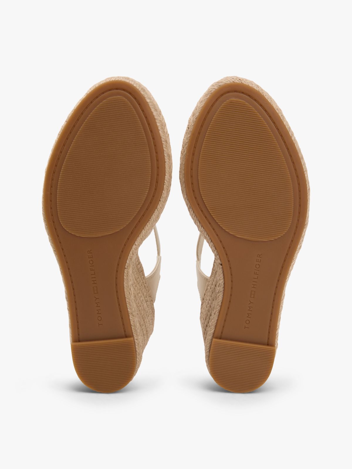 Satin TH Monogram Wedge Espadrilles — Beige
