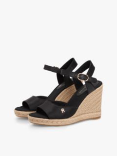 Satin TH Monogram Wedge Espadrilles — Black 2